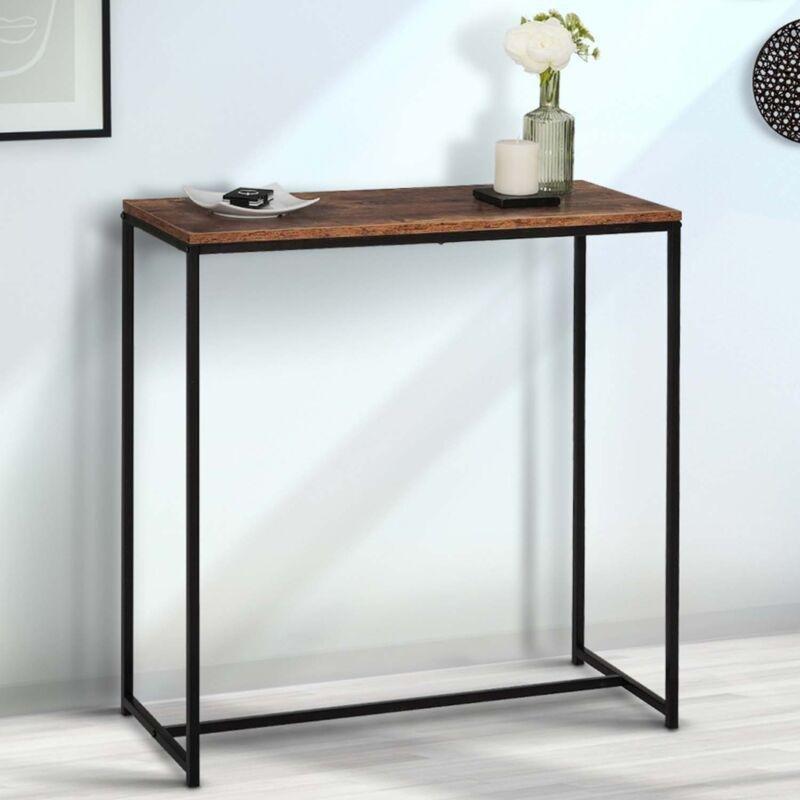 Eskitme Ahşap Renkli Metal Ayaklı Endüstriyel Tasarım Dresuar - 80x30x80 cm - 134034