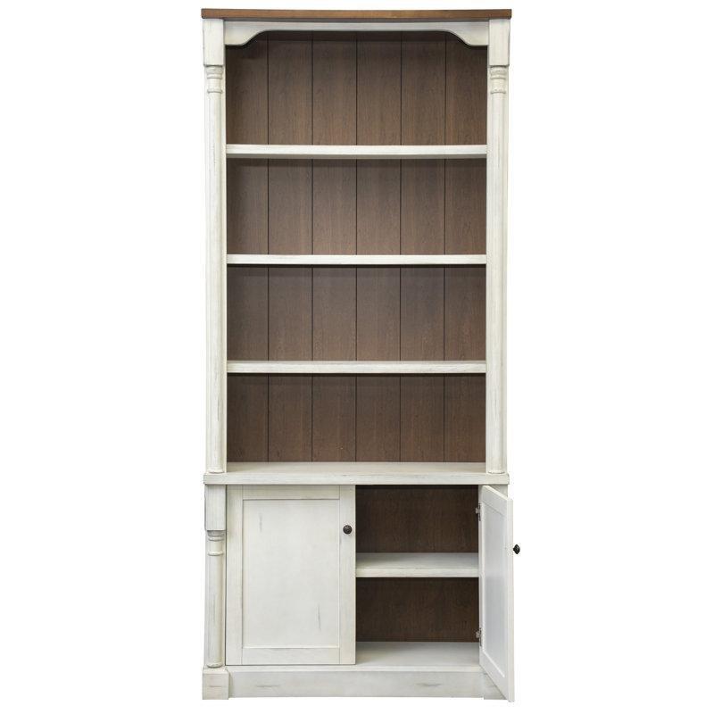 Eskitme Beyaz Masif ve Endüstriyel Ahşap 6 Kapaklı Kitaplık - 321x41x239 cm - 141790