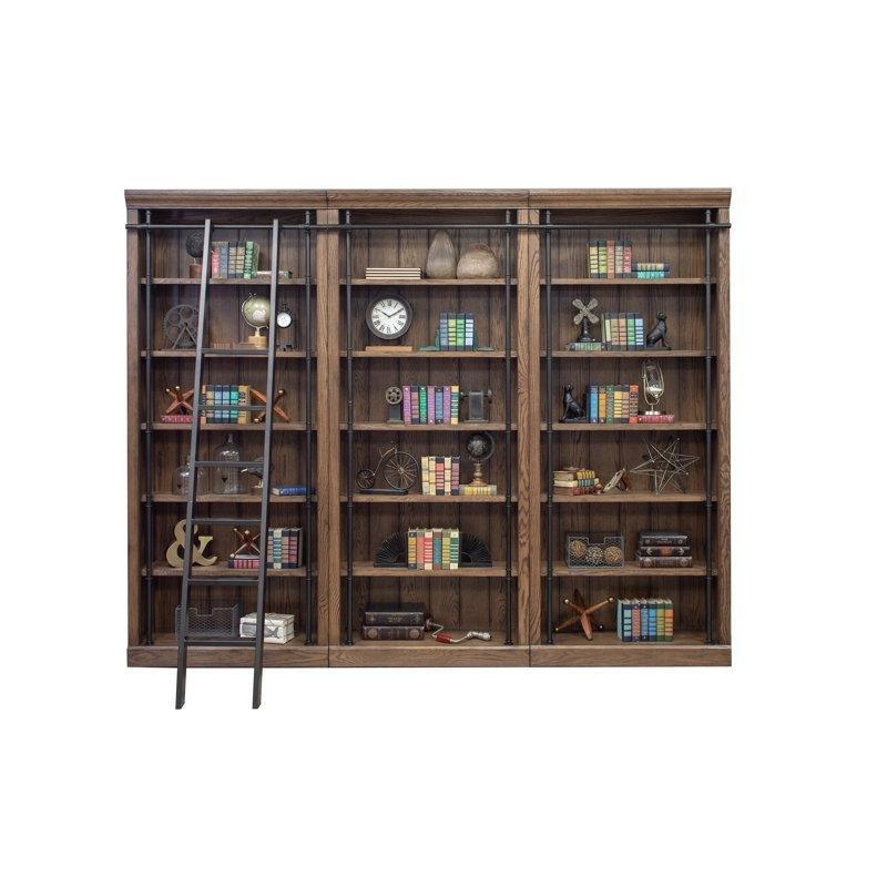 Eskitme Kahverengi Masif Ahşap ve Metal Merdivenli 3 Parçalı Kitaplık - 305x239x39 cm - 141781 Eskitme Kahverengi Masif Ahşap ve Metal Merdivenli 3 Parçalı Kitaplık - 305x239x39 cm - 141781