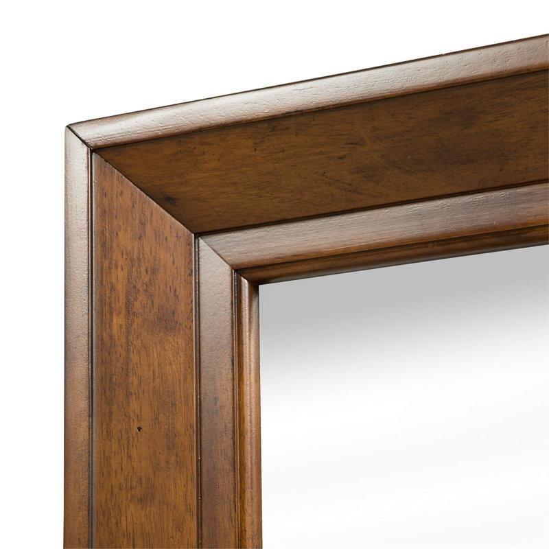 Eskitme Meşe Rengi Masif Ahşap Kaplama 8 Çekmeceli Aynalı Şifonyer - 166x46x89 cm - 123960