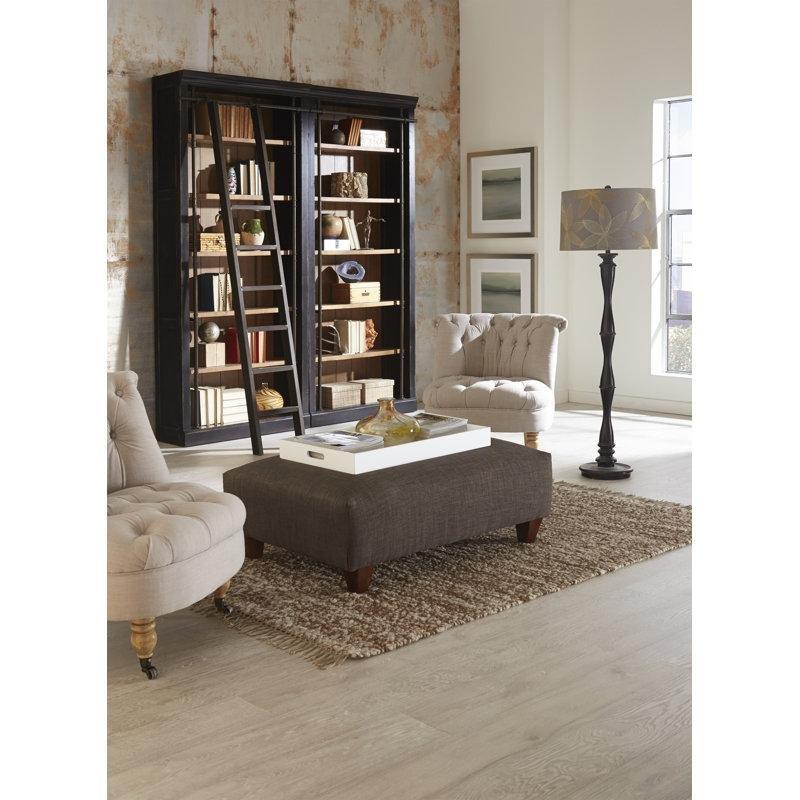 Eskitme Siyah ve Bal Rengi Masif Çam Merdivenli Kitaplık - 204x39x239 cm - 141802