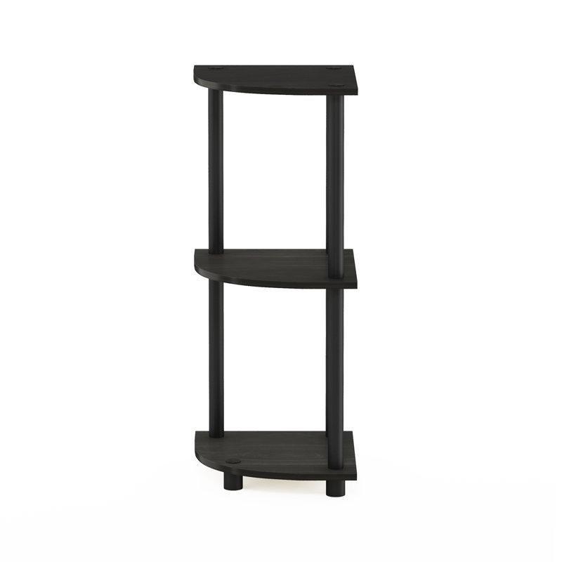 Espresso Siyah Endüstriyel Ahşap ve Plastik 2 Raflı Köşe Kitaplık - 30x76 cm - 141904