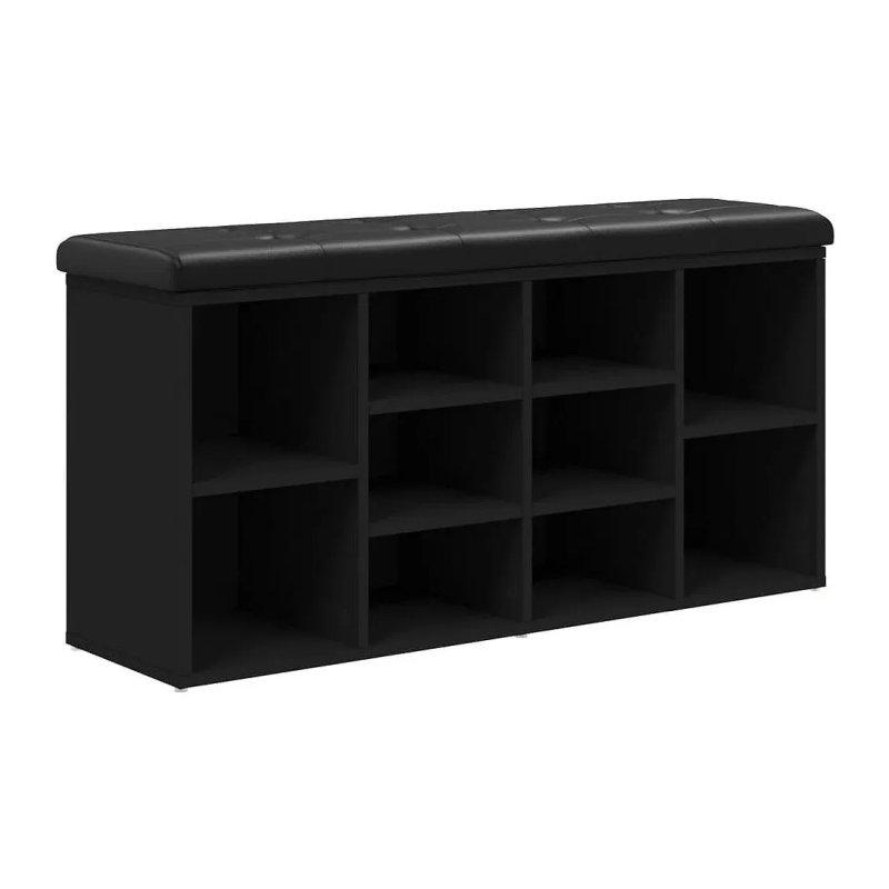Füme Meşe Endüstriyel Ahşap Minderli Bölmeli Ayakkabılık - 102x32x50 cm - 118558