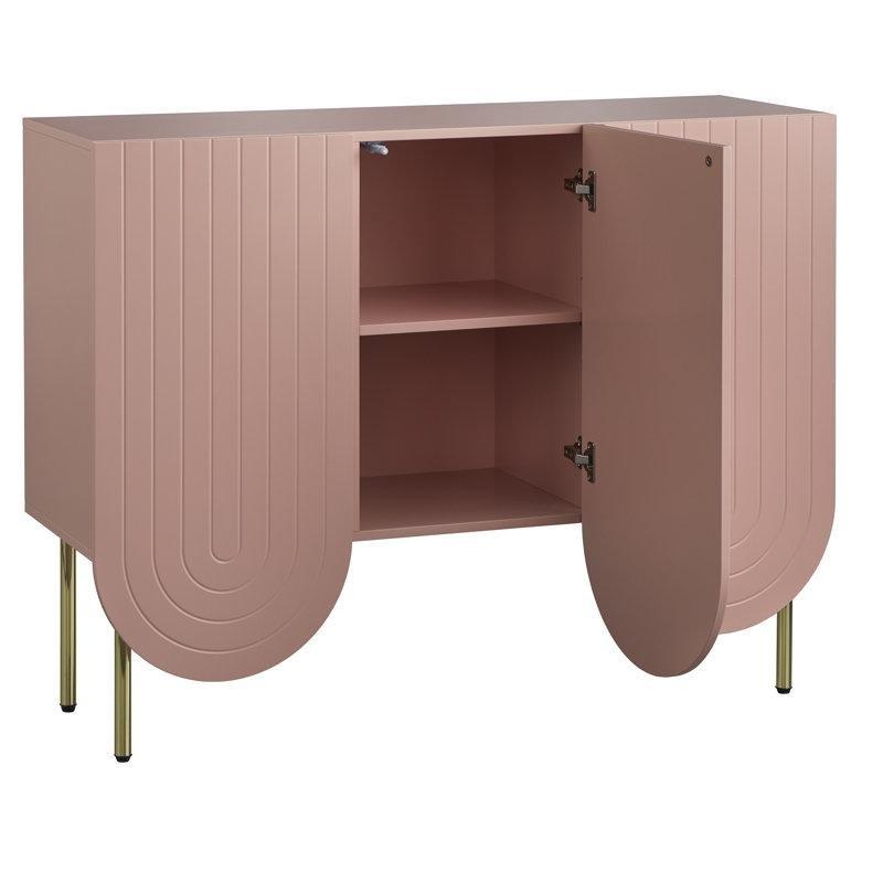Gold Ayaklı MDF Oymalı Tasarım Üç Kapaklı Konsol - 121x41x92 cm - 128710