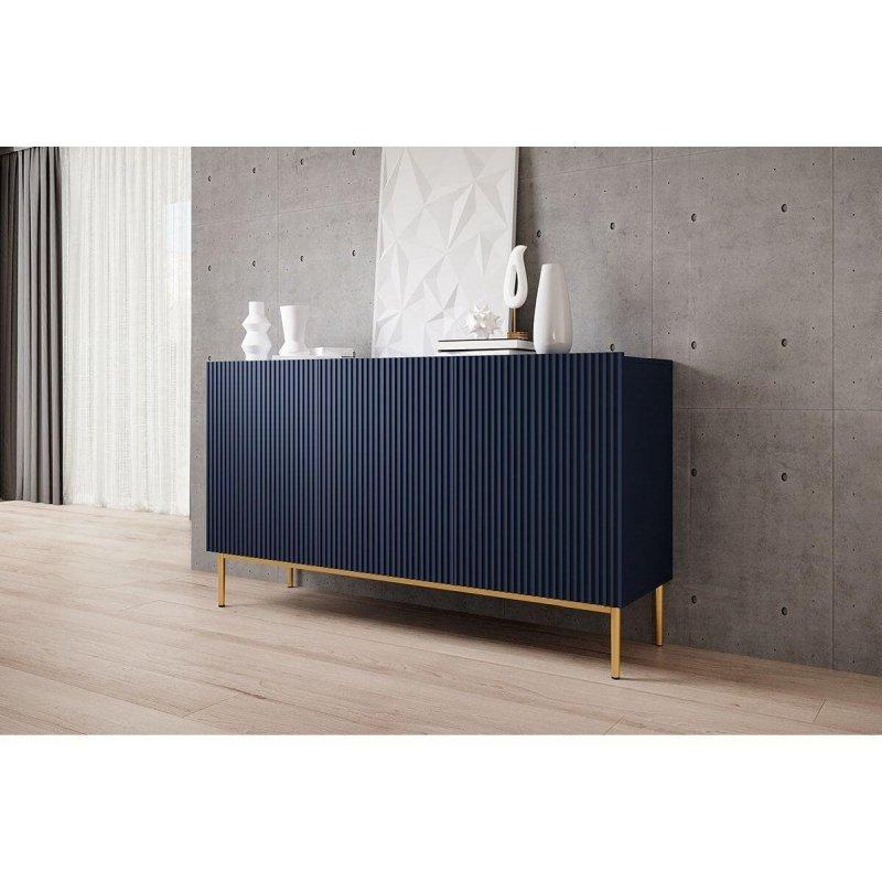 Gold Ayaklı Rölyef Desenli Endüstriyel Ahşap Konsol - 150x45x85 cm - 129396