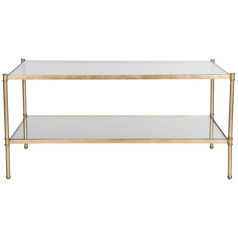 Gold Demir Aynalı Raflı Ferforje Cam Sehpa-51x107x67 cm - 117369