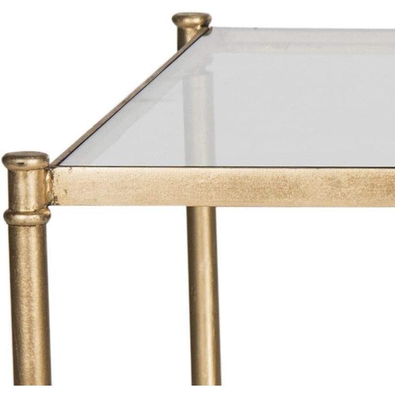 Gold Demir Aynalı Raflı Ferforje Cam Sehpa-51x107x67 cm - 117369