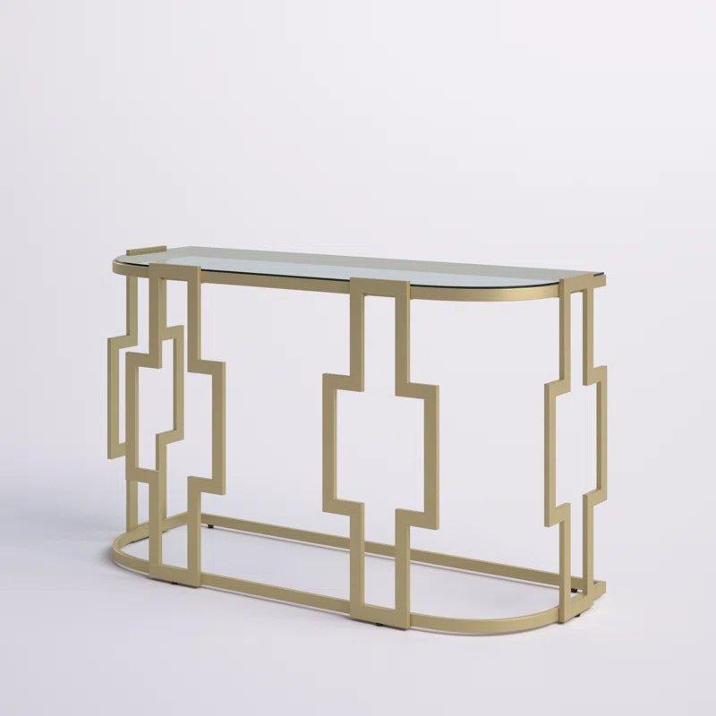 Gold Demir Gövdeli Art Deco Tasarımlı Cam Dresuar - 122x46x74 cm - 131647