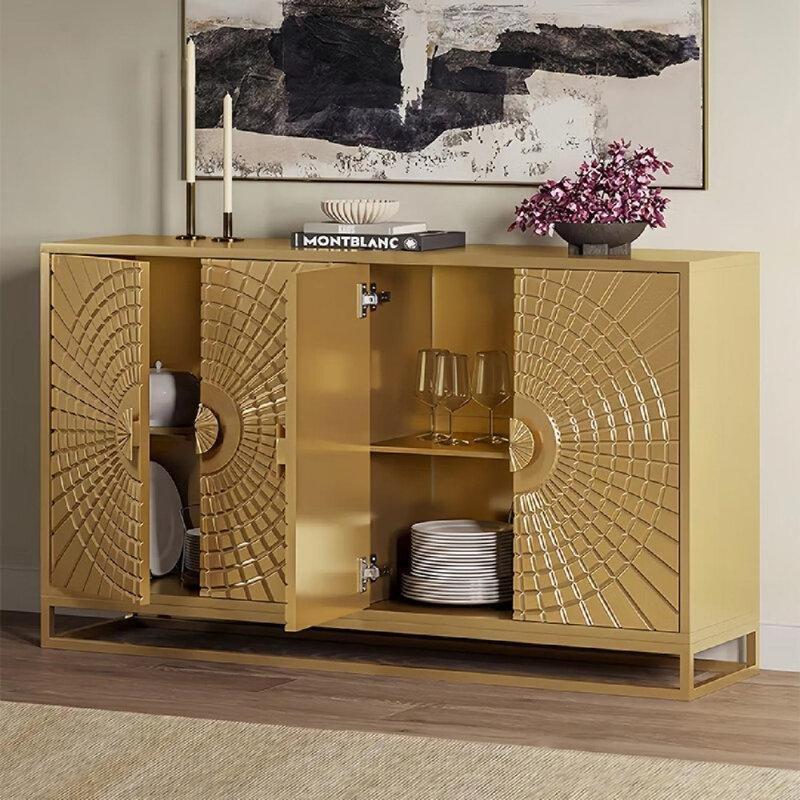 Gold Masif ve Endüstriyel Ahşap Geniş Hacimli Konsol - 160x40x90 cm - 128995