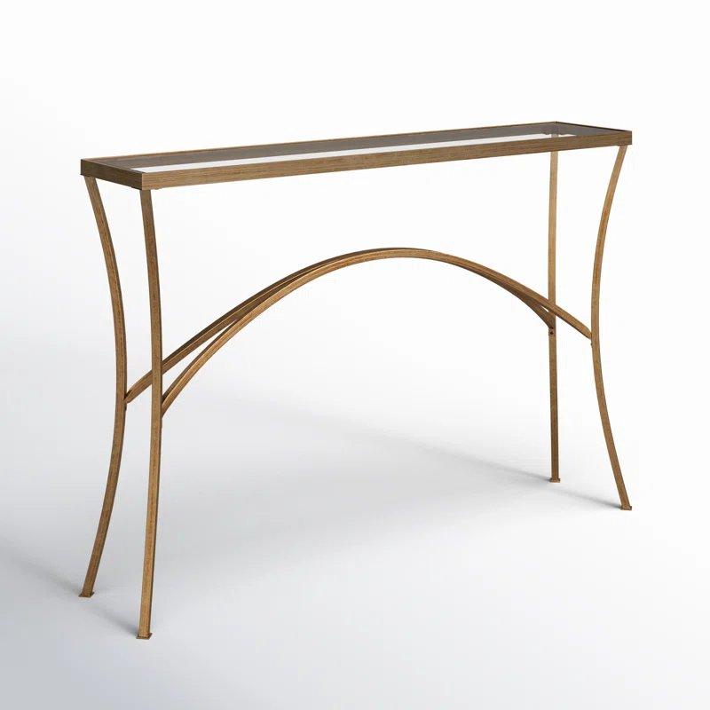 Gold Metal Gövdeli Temperli Cam Dresuar - 122x26x84 cm - 131588