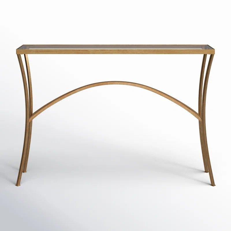 Gold Metal Gövdeli Temperli Cam Dresuar - 122x26x84 cm - 131588