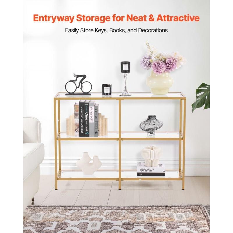 Gold Metal ve Cam 3 Raflı Dresuar - 100x30x73 cm - 133654