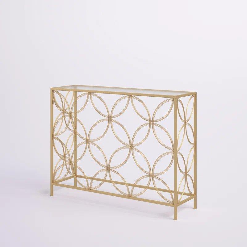 Gold Metal ve Cam Desenli Ayaklı Dresuar - 107x31x82 cm - 131882
