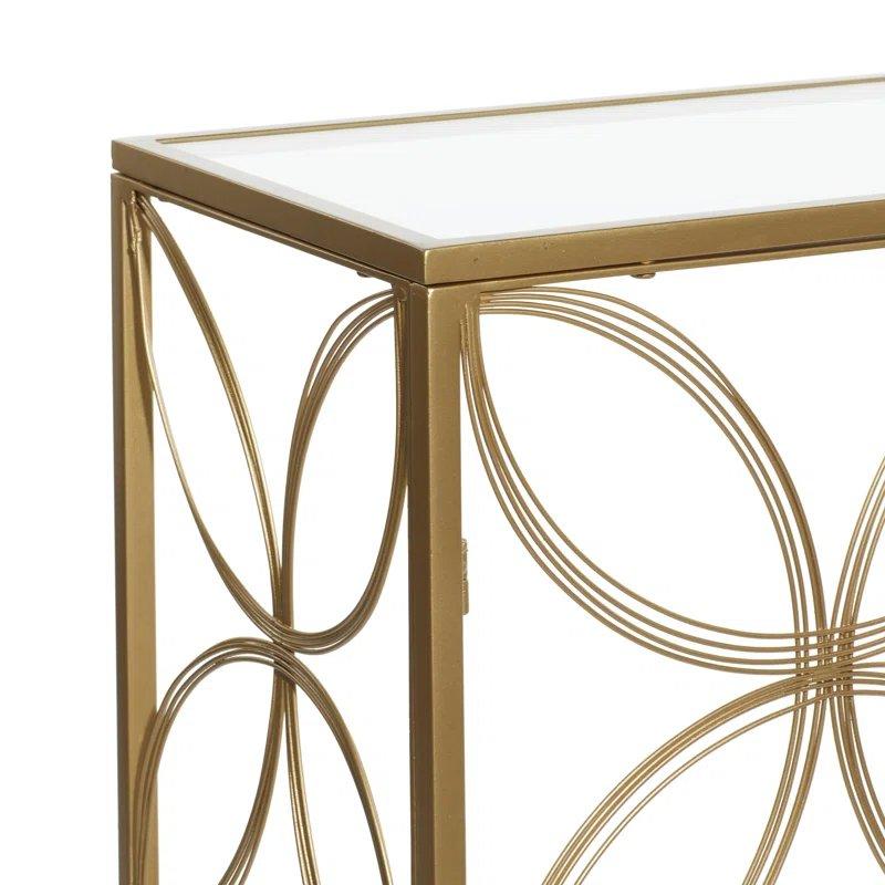 Gold Metal ve Cam Desenli Ayaklı Dresuar - 107x31x82 cm - 131882