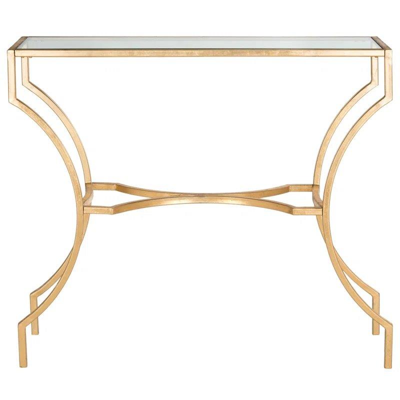 Gold Metal ve Cam Kavisli Ayaklı Pirinç Dresuar - 102x31x92 cm - 132361