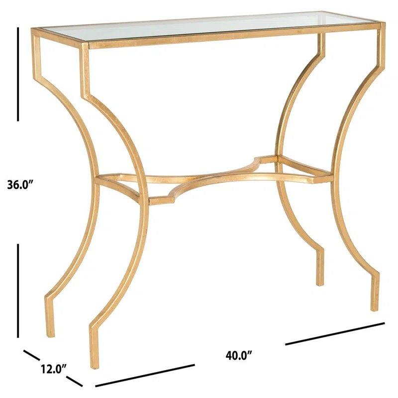 Gold Metal ve Cam Kavisli Ayaklı Pirinç Dresuar - 102x31x92 cm - 132361