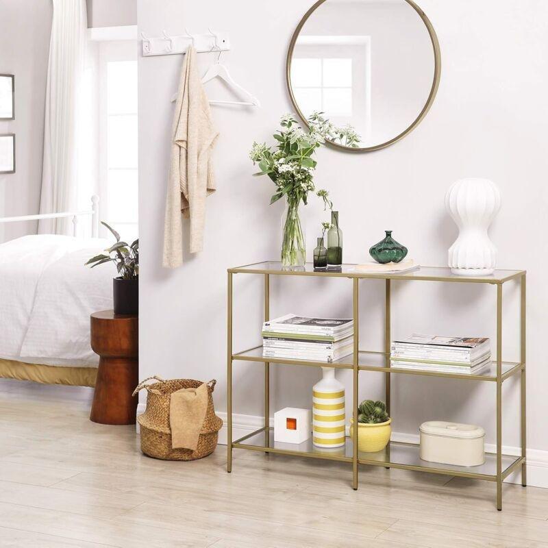 Gold Metal ve Temperli Cam 3 Raflı Dresuar - 100x30x73 cm - 133731