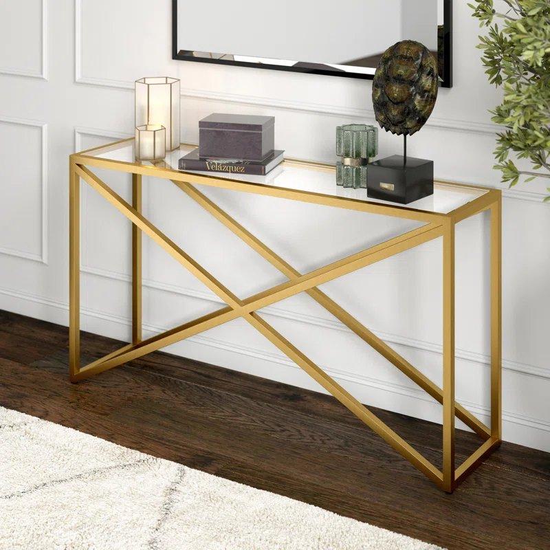 Gold Metal X Ayaklı Temperli Cam Dresuar - 140x36x77 cm - 131529