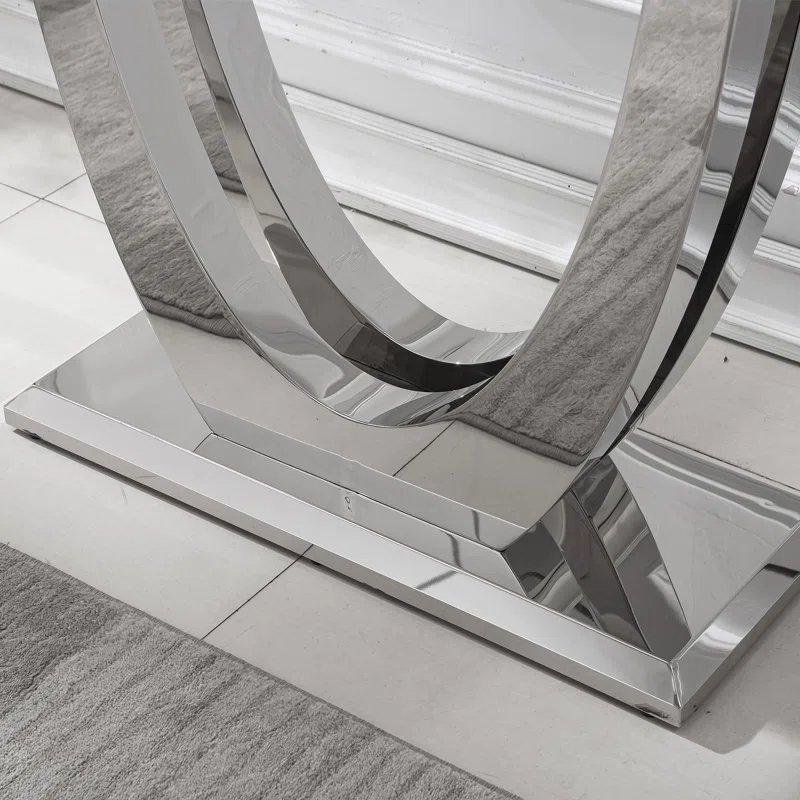 Gold Paslanmaz Çelik Ayaklı Mermer Desenli U Tasarım Mermer Dresuar - 119x38x80 cm - 132044