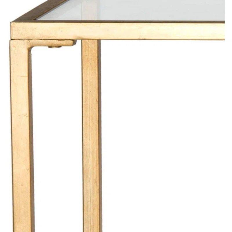 Gold Renk Metal ve Cam Çapraz Ayaklı Pirinç Dresuar - 161x41x82 cm - 132255