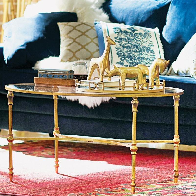Gold Temperli Cam Çizilmeye Dayanıklı Ferforje Cam Sehpa-51x102x72 cm - 117393