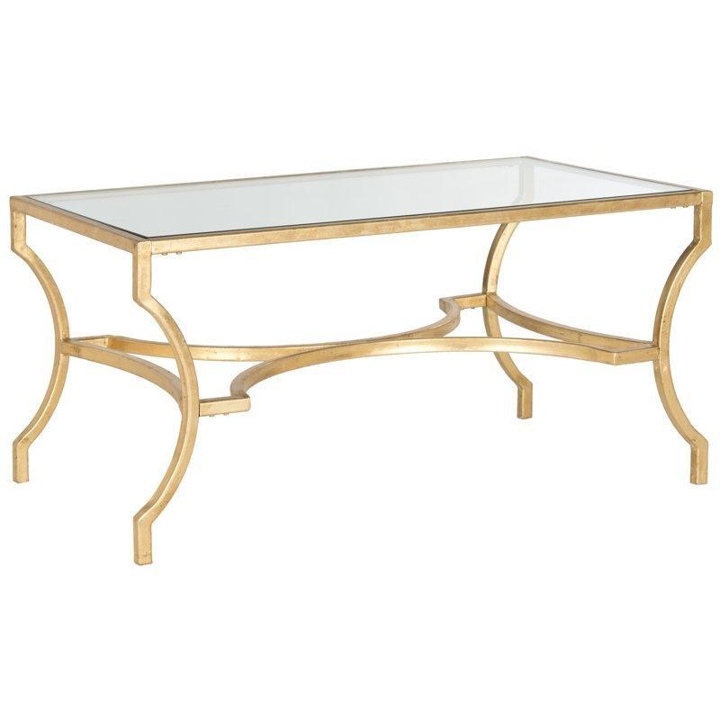 Gold Temperli Cam Dört Ayaklı Aynalı Cam Sehpa-44x94x51 cm - 117126