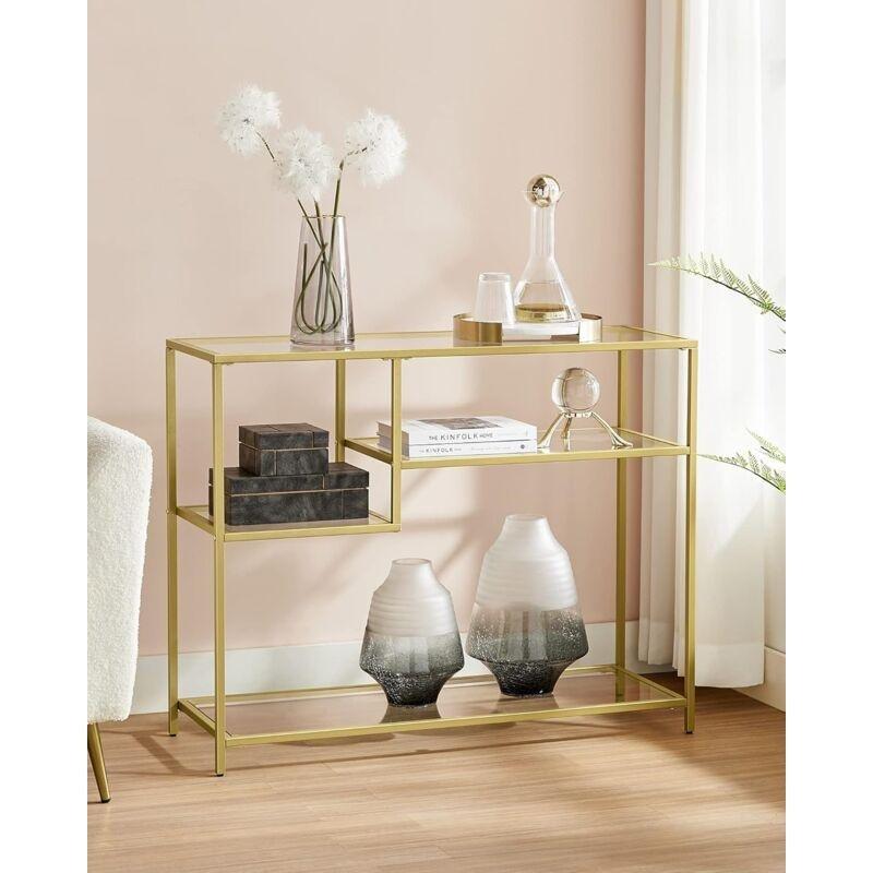 Gold Temperli Cam ve Metal Raflı Dresuar - 100x35x80 cm - 133734