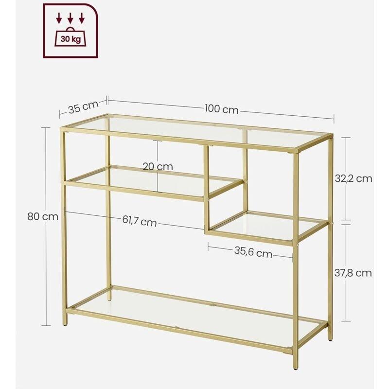Gold Temperli Cam ve Metal Raflı Dresuar - 100x35x80 cm - 133734