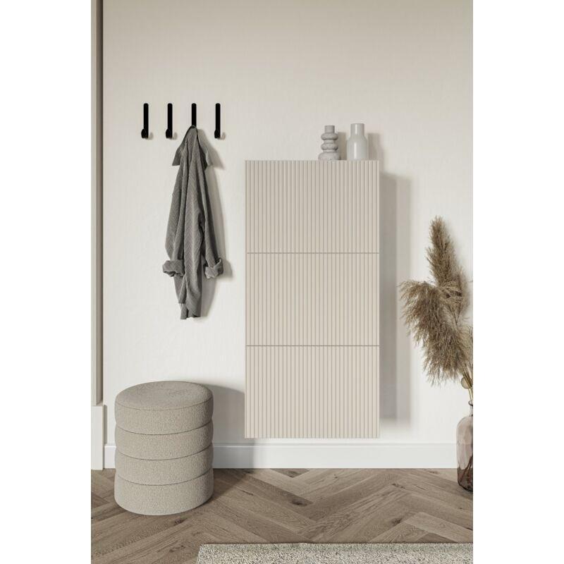 Grej MDF Duvara Monte Bas-Aç Kapaklı Ayakkabılık - 50x30x125 cm - 120298