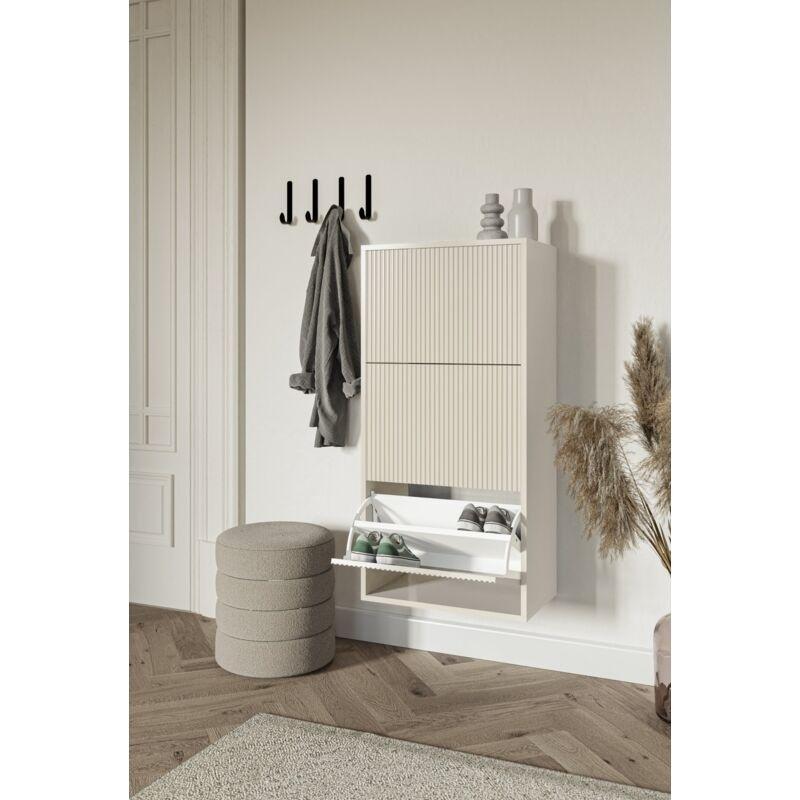 Grej MDF Duvara Monte Bas-Aç Kapaklı Ayakkabılık - 50x30x125 cm - 120298