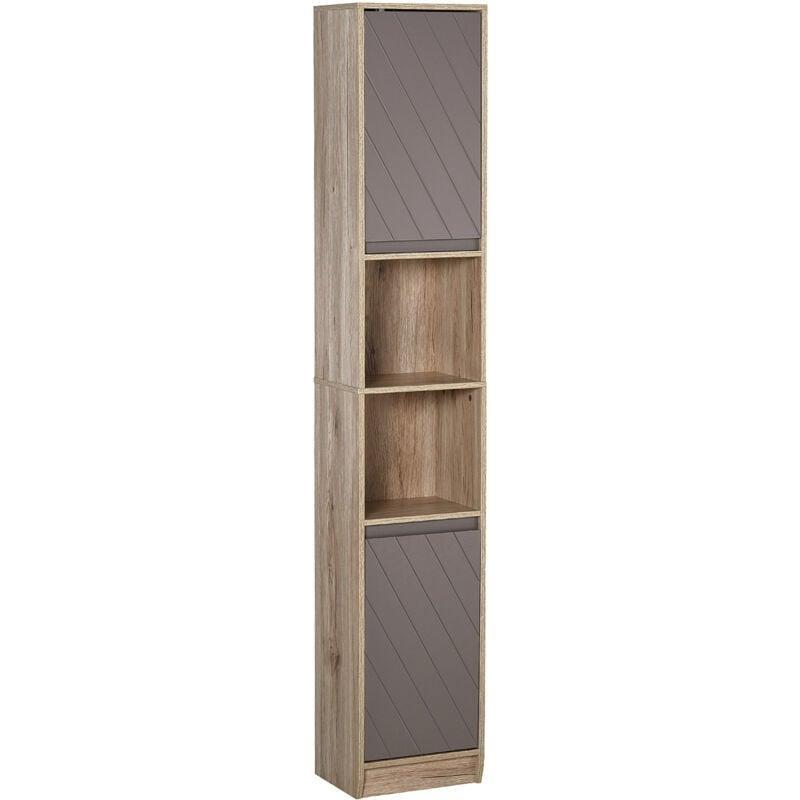 Gri Açık Meşe Görünümlü MDF Raflı Banyo Dolabı-30x24x170 cm - 114044