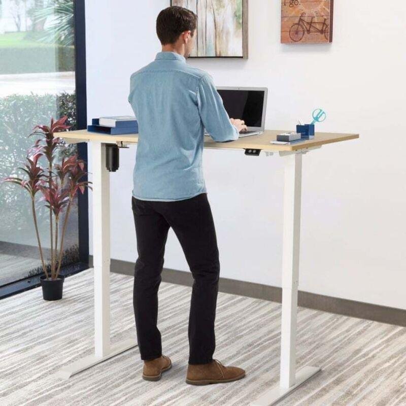 Gri Ahşap Çizilmeye Dayanıklı Ayarlanabilir Elektrikli Bilgisayar Masası-120x60x113 cm - 114590