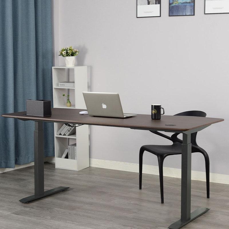 Gri Ahşap Programlanabilir Hafızalı Elektrikli Ayarlanabilir Bilgisayar Masası-77x153x122 cm - 116424