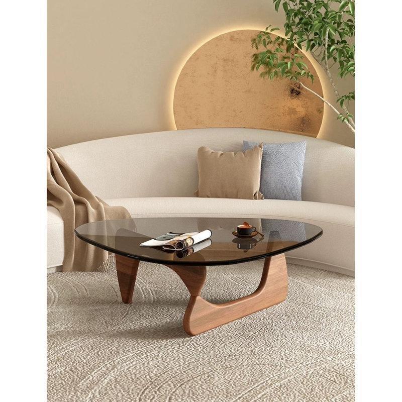 Gri Cam Temperli Üçgen Cam Sehpa-42x115x83 cm - 117225