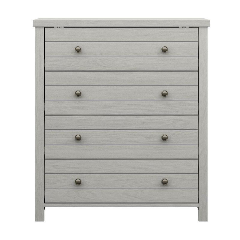 Gri Endüstriyel Ahşap 4 Çekmeceli Krom Kulplu Şifonyer - 80x46x98 cm - 122776