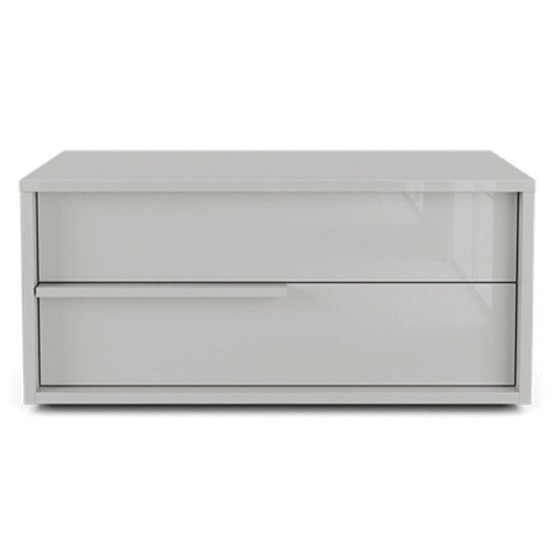Gri Endüstriyel Ahşap Parlak Yüzeyli Geniş Komodin - 77x36 cm - 127307