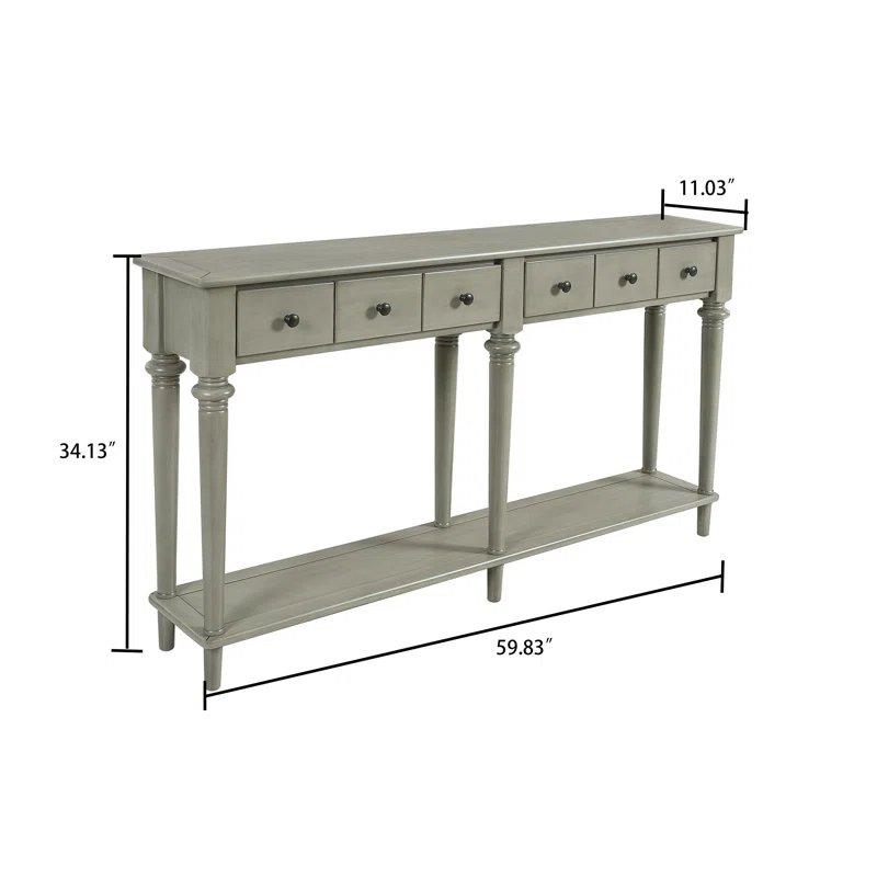 Gri Eskitme Endüstriyel Ahşap 4 Çekmeceli ve Alt Raflı Dresuar - 152 cm - 132819