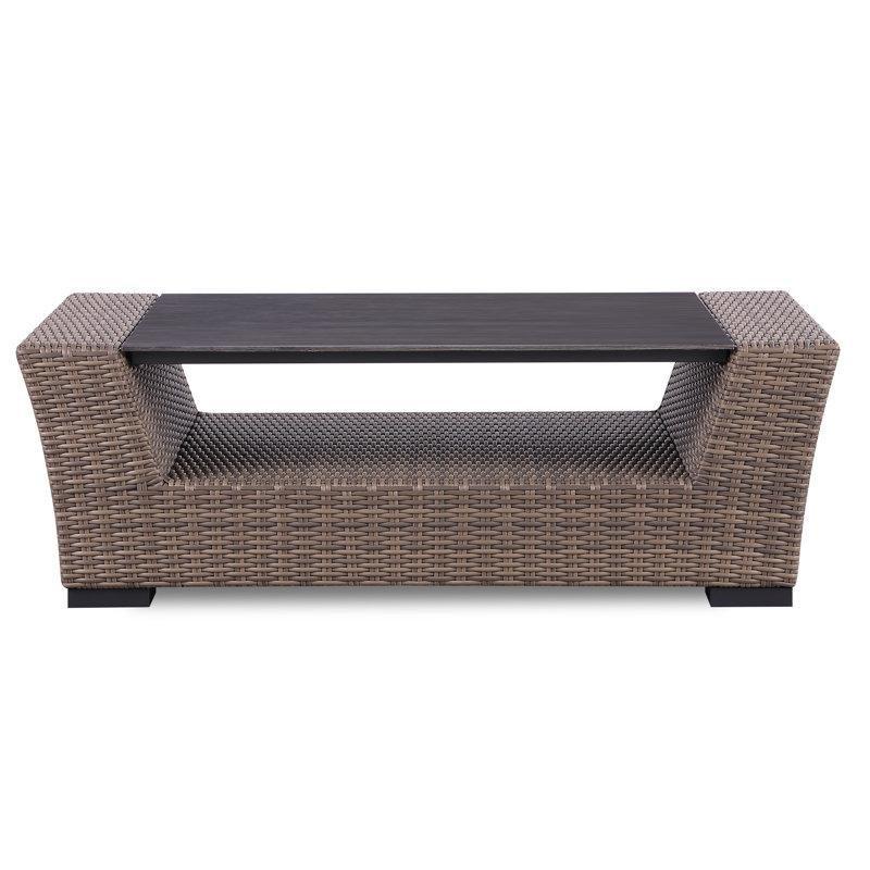 Gri Hasır Depolama Alanlı Cam Sehpa-120x70x40 cm - 117669