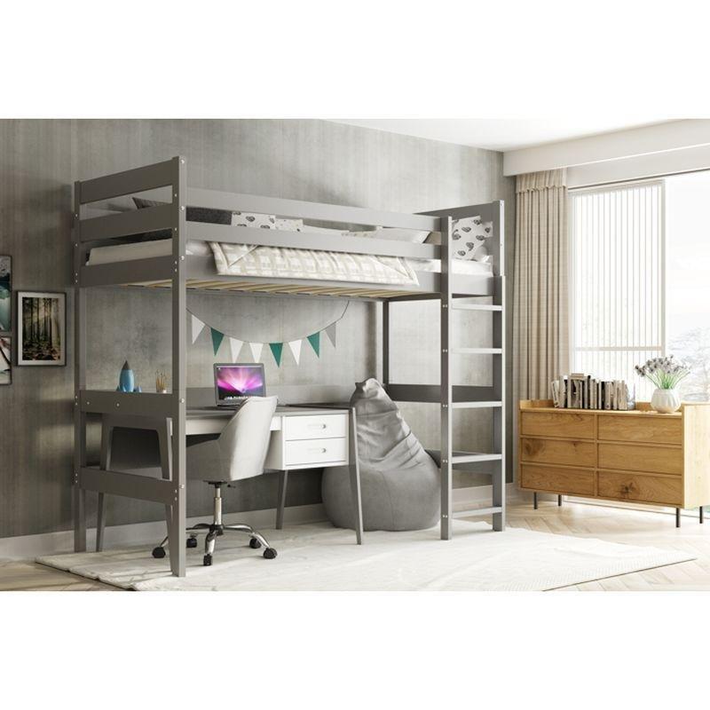 Gri Masif Çam Ağacı Güvenlik Bariyerli Altı Boş Ranza - 90x200 cm - 125842