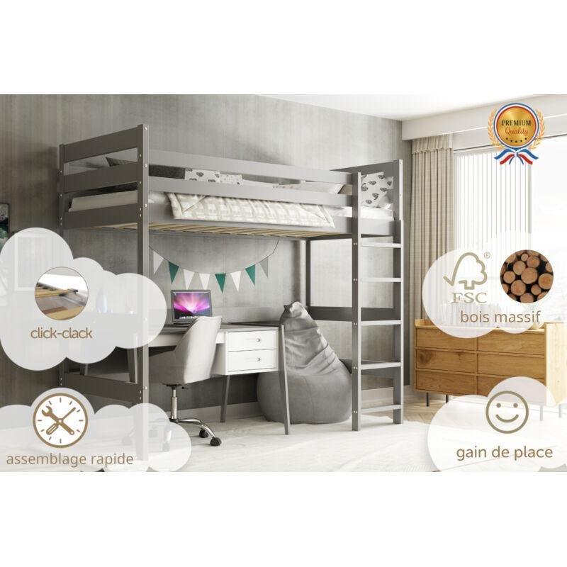 Gri Masif Çam Ağacı Yüksek Güvenlik Bariyerli Ranza - 97x205 cm - 124838