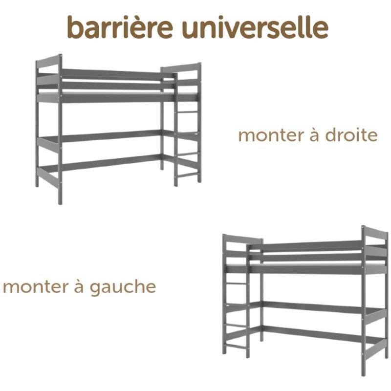 Gri Masif Çam Ağacı Yüksek Güvenlik Bariyerli Ranza - 97x205 cm - 124838