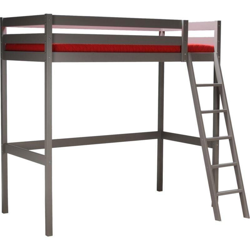 Gri Masif Ladin Yönü Değişebilir Merdivenli Altı Boş Ranza - 90x190 cm - 124987