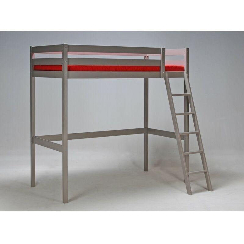 Gri Masif Ladin Yönü Değişebilir Merdivenli Altı Boş Ranza - 90x190 cm - 124987