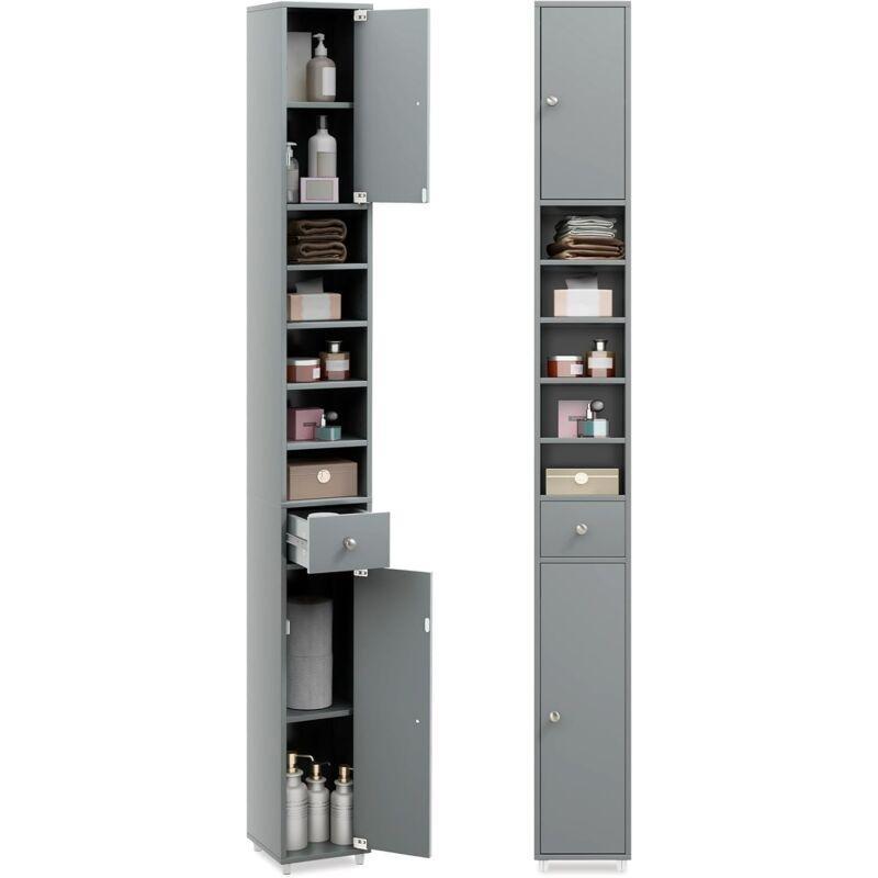 Gri MDF Ayarlanabilir Raflı Banyo Dolabı-20x20x180 cm - 113750