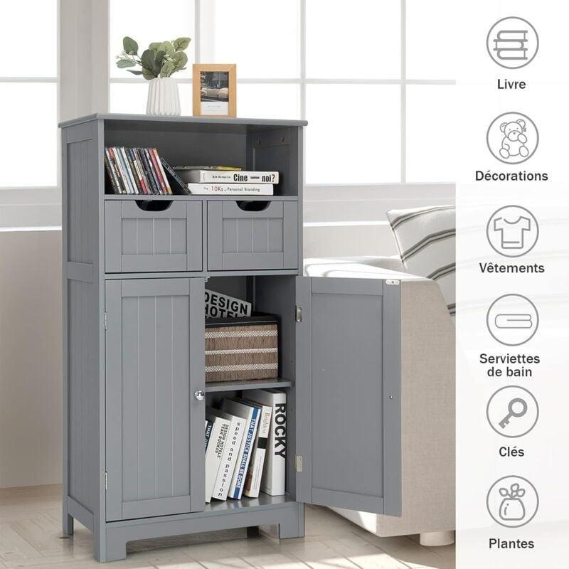 Gri MDF Ayarlanabilir Raflı Banyo Dolabı-60x30x109 cm - 113662