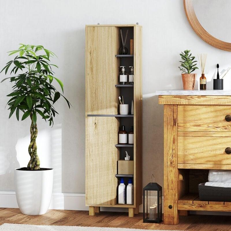 Gri MDF Raflı Banyo dolabı-40x24x148 cm - 114025