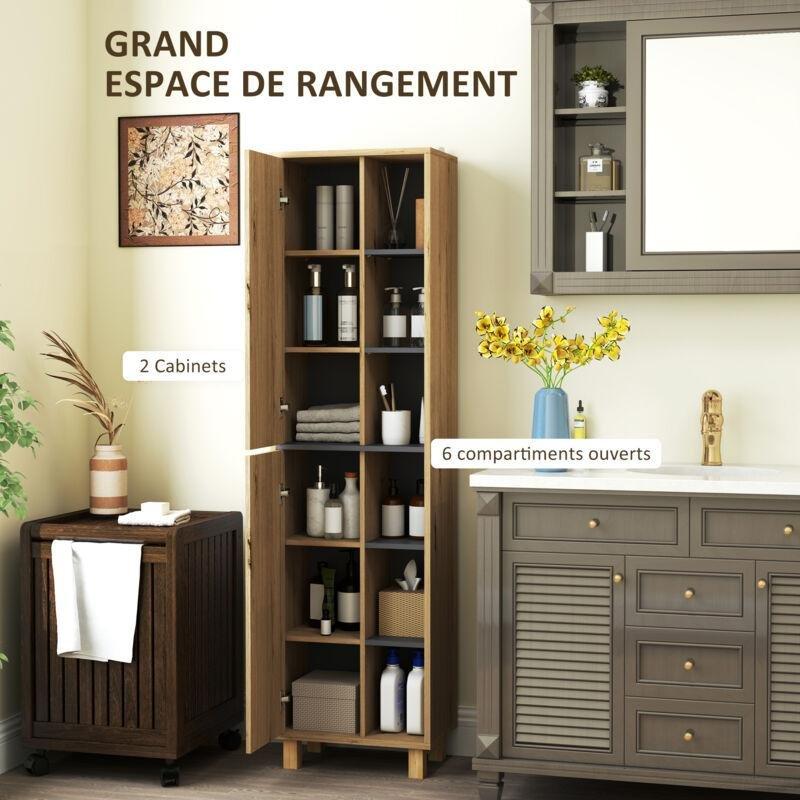 Gri MDF Raflı Banyo dolabı-40x24x148 cm - 114025