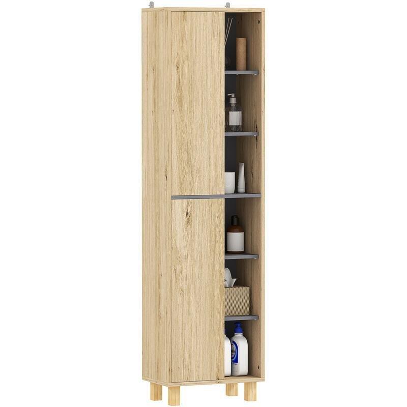 Gri MDF Raflı Banyo dolabı-40x24x148 cm - 114025