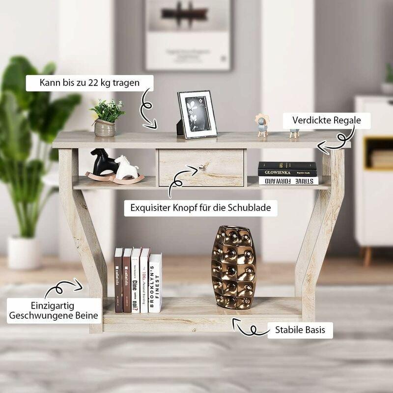 Gri MDF Tek Çekmeceli ve Raflı Modern Dresuar - 120x30x81 cm - 133867