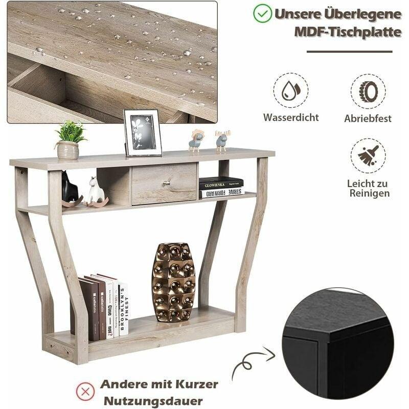 Gri MDF Tek Çekmeceli ve Raflı Modern Dresuar - 120x30x81 cm - 133867
